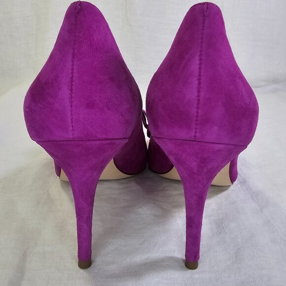 Ann Taylor Odette Suede Bow 3.25” Stiletto Heel Pump 8.5 Cool Berry Fuchsia - Picture 5 of 13